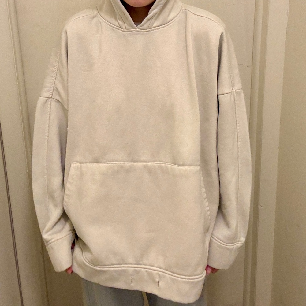 zara white hoodie cream ivory oversized woman size medium
